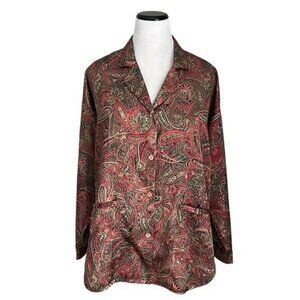 Vintage Victoria’s Secret Pajama Paisley Top Shirt Front Pockets Size L